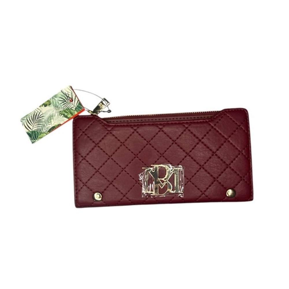 Badgley Mischka Long Cards‎ Wallet Wine Quilted Faux Leather